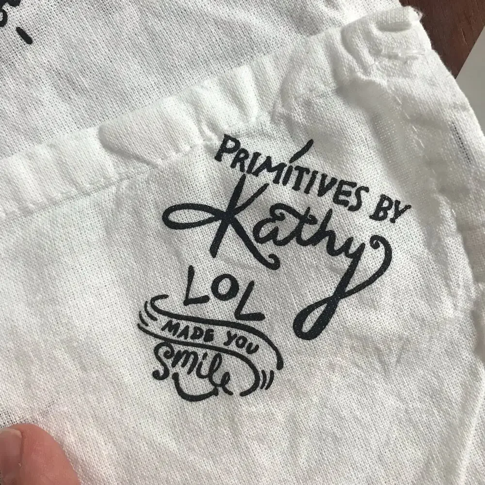 Primitives By Kathy NWT & Hanger White Cotton Black Graphic Dish Towel #101350